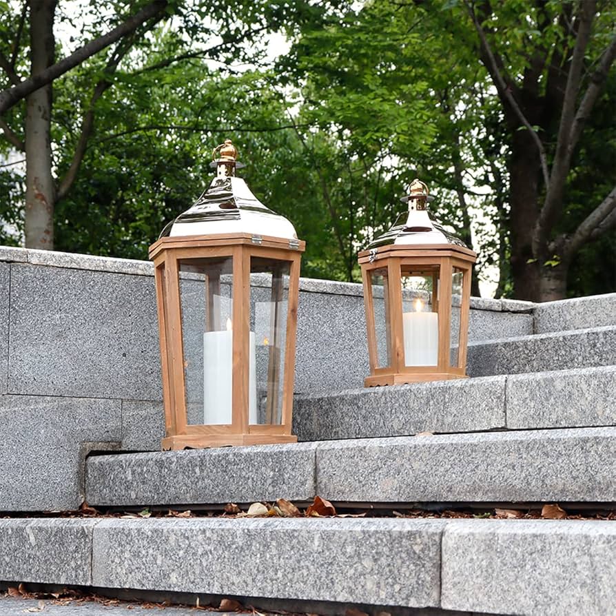 Amazon.co.jp: TRIROCKS 木製メタルランタン 高さ17&24インチ 六